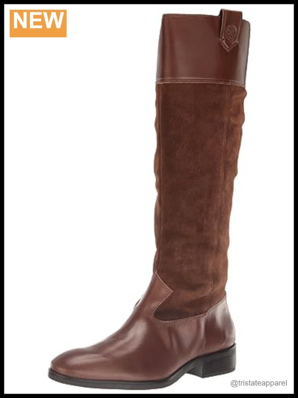Vince Camuto Selpisa Knee High Leather Boots Women's Equestrian Block Heel Zip